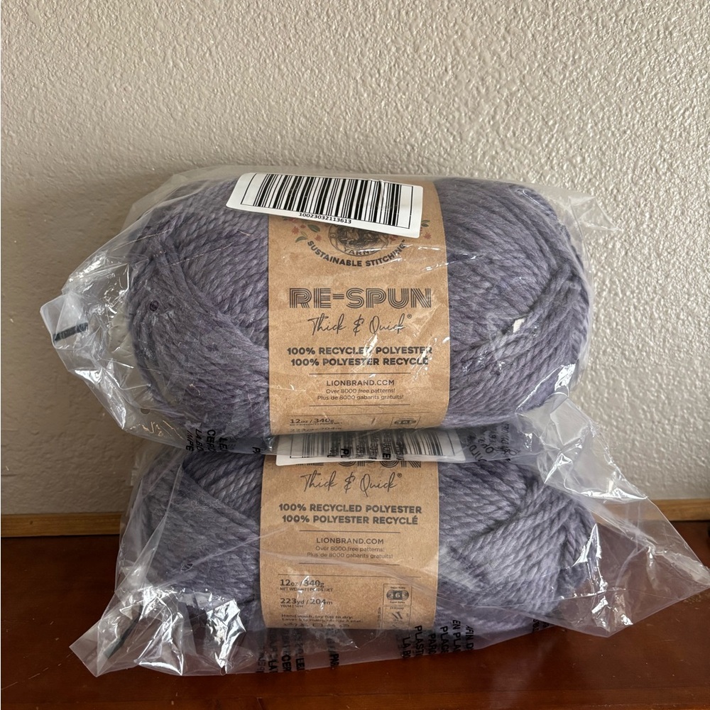 2 NEW Skeins of Lion Brand Re-Spun Thick & Quick Yarn